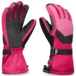Women's High-Performance Waterproof Insulated Ski & Snowboard Gloves - Hot Pink/Black/Light Pink