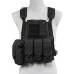 Tactical Black Chest Rig Harness – Multi-Pouch Modular Load-Bearing Vest with Mag Pouches & Admin Panel